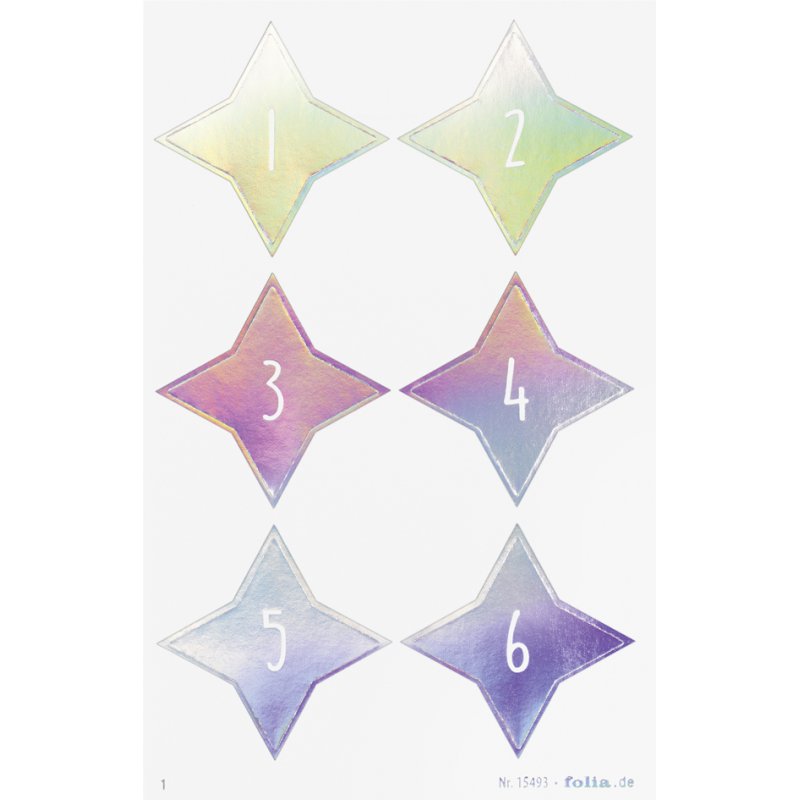folia adventskalender-stickers JOLLY MIX, genummerd 1-24, 4 vel à 6 stickers