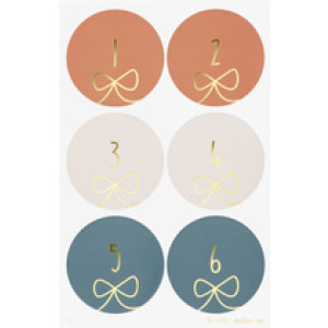 folia adventskalender-stickers JOLLY MIX, genummerd 1-24, 4 vel à 6 stickers