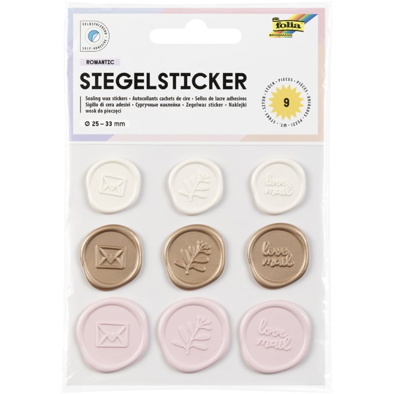 folia zegel-stickers CANDY, diverse kleuren, 19-25 mm, 9 stuks