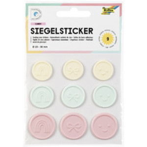 folia zegel-stickers CANDY, diverse kleuren, 19-25 mm, 9 stuks