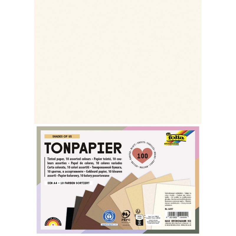 folia gekleurd papier Shades of Grey, A4, 130 g/m², 100 vel