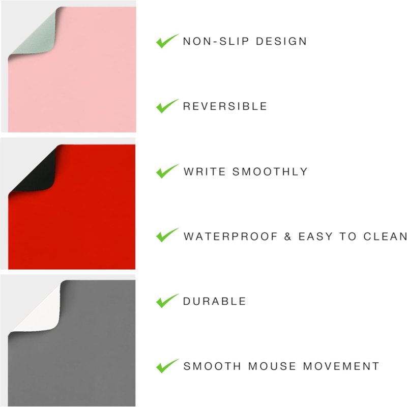deflecto Sous-main de bureau, 1200×600 mm, menthe/rose, recto-verso