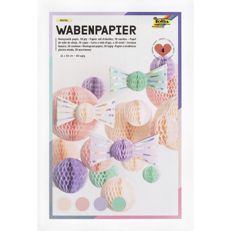 folia honingraatpapier RAINBOW, 30-laags, 210 × 330 mm, natbestendig