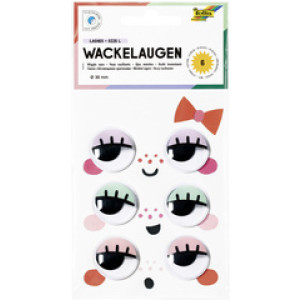 folia wimperstickers met bewegende ogen, maat L, zelfklevend, 30 mm, 6 stuks