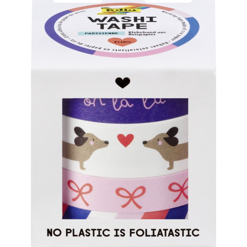 folia decoratieve washi tape PARISIENNE, set van 4, 15 mm en 10 mm, 10 m