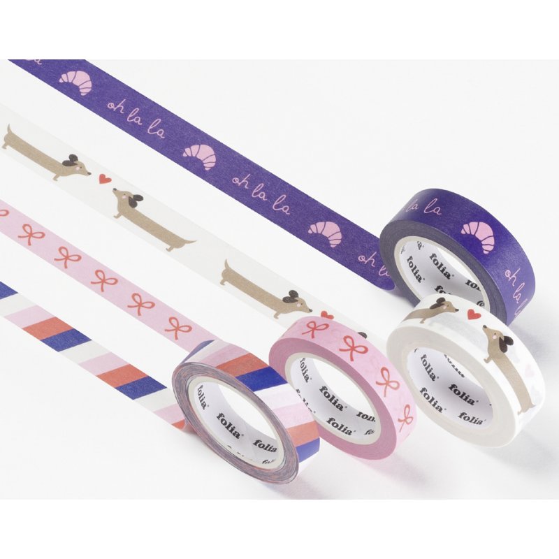 folia decoratieve washi tape PARISIENNE, set van 4, 15 mm en 10 mm, 10 m