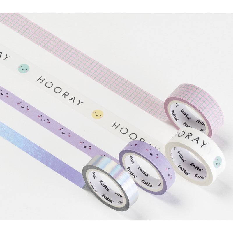 folia decoratieve plakband Washi-Tape HOTFOIL HAPPY VIBES, 4 stuks, hotfoil veredelung