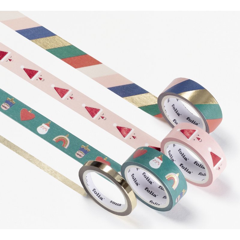 folia decoratieve washi tape HOTFOIL MERRY JINGLING, hotfoil-veredelding, 4 stuks