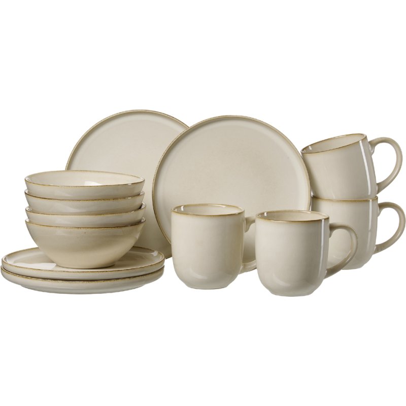 Ritzenhoff & Breker service de petit-déjeuner OLIVIA, beige/brun, 12 pièces, grès, glaçure réactive