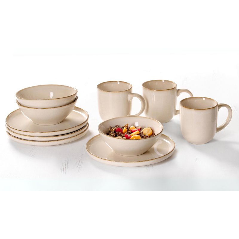 Ritzenhoff & Breker service de petit-déjeuner OLIVIA, beige/brun, 12 pièces, grès, glaçure réactive