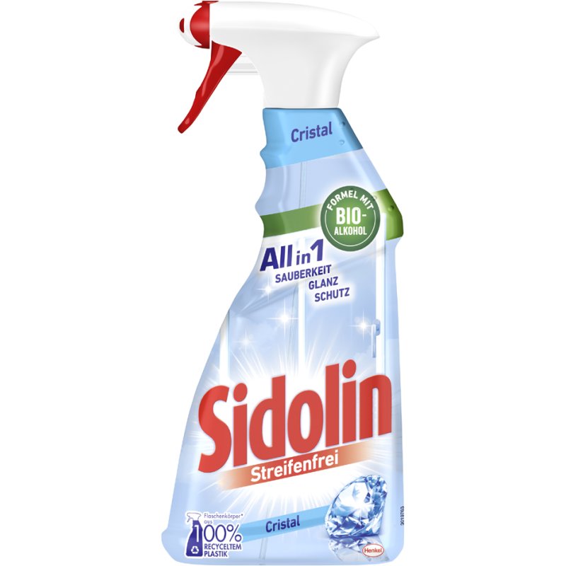 Sidolin nettoyant vitres All-in-1 Cristal, recharge, flacon pulvérisateur 500 ml