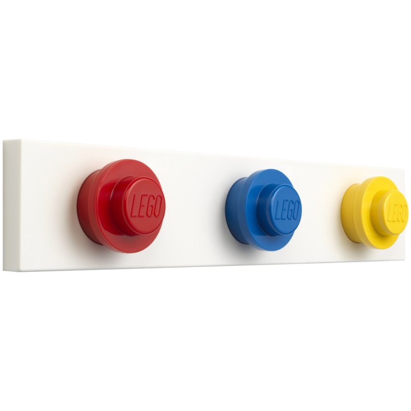 LEGO porte-manteau mural WALL HANGER RACK, 3 crochets, rouge/bleu/jaune