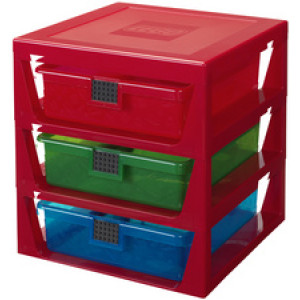 LEGO opbergkast 3-drawer storage rack, 3 lades, rood