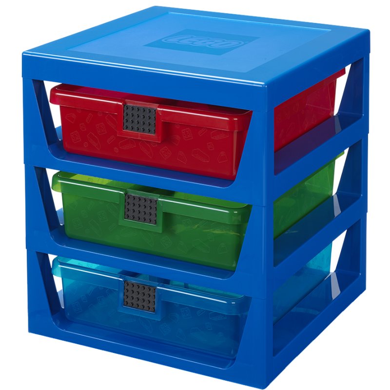 LEGO opbergbox 3-DRAWER STORAGE RACK, 3 lades, blauw