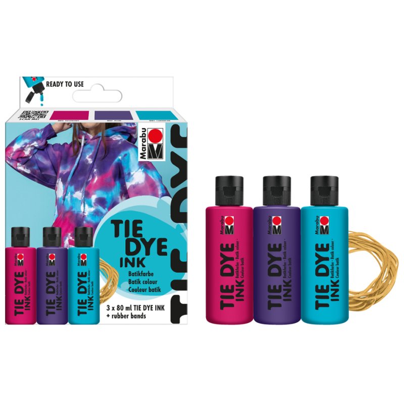 Marabu Tie Dye batikverf set, pasteltinten, 3 × 80 ml