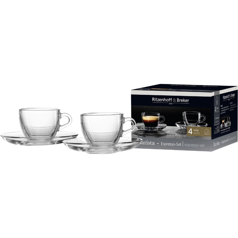 Ritzenhoff & Breker BARISTA ensemble espresso, 4 pièces, verre transparent, lave-vaisselle