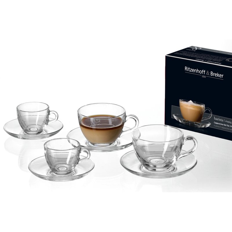 Ritzenhoff & Breker BARISTA ensemble espresso, 4 pièces, verre transparent, lave-vaisselle
