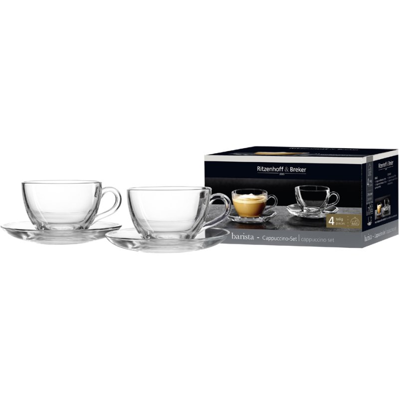 Ritzenhoff & Breker ensemble cappuccino BARISTA, 4 pièces, verre transparent, 220 ml