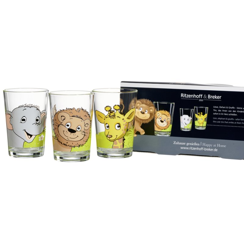 Ritzenhoff & Breker verres à boire Animaux d'Afrique, conique, 205 ml, lot de 3