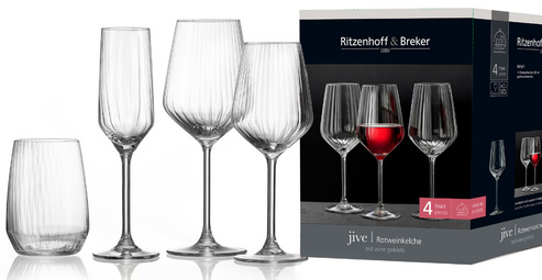 Ritzenhoff & Breker rode wijnglas JIVE, 0,53 l, 4 stuks