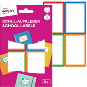 AVERY Zweckform boekenetiketten, 48×70 mm, wit met gekleurde rand, 8 stuks