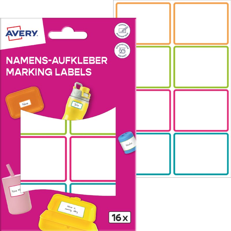 AVERY Zweckform naamstickers, 15×32 mm, gekleurd kader, 48 stuks