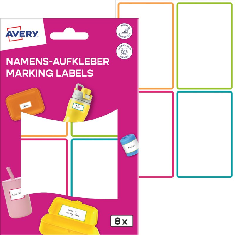 AVERY Zweckform naamstickers, 15×32 mm, gekleurd kader, 48 stuks