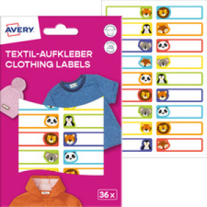 AVERY Zweckform textiel-etiketten voor kleding, 13 × 45 mm, dieren, 36 stuks