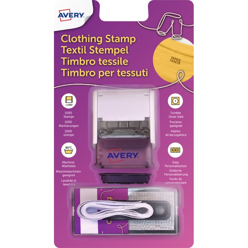 AVERY Zweckform textielstempel set, 3-regelig, wit