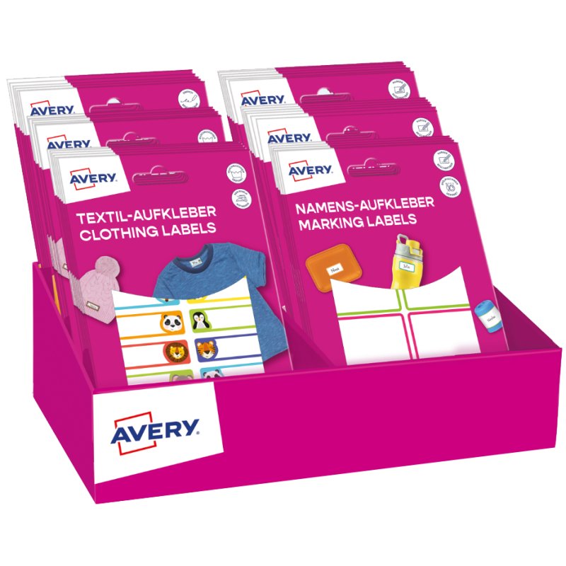 AVERY Zweckform Back-to-School assortiment 2025, permanente etiketten, textiel en naametiketten