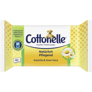 Cottonelle vochtig toiletpapier Kamille & Aloë Vera, wit, biologisch afbreekbaar, 42 stuks