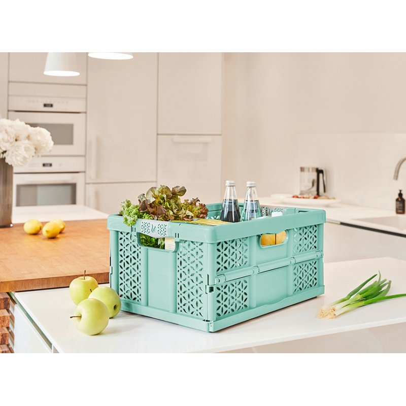 keeeper boîte de rangement pliable eco lea, 32 litres, vert herbe, 30 kg capacité