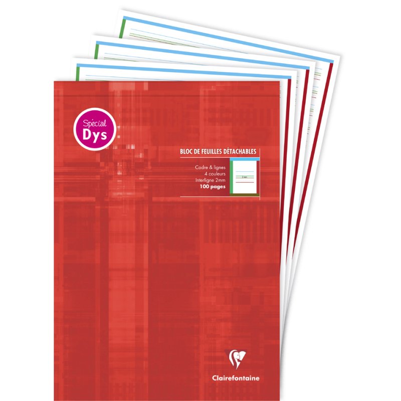 Clairefontaine writing pad 4-colour frame, 5 mm line spacing