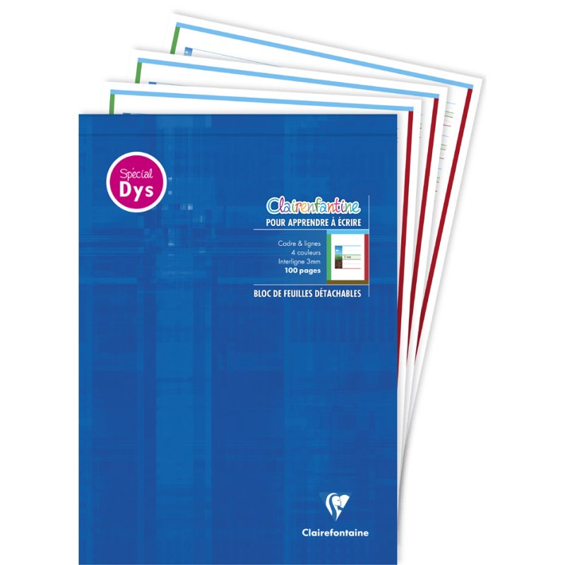 Clairefontaine writing pad 4-colour frame, 5 mm line spacing