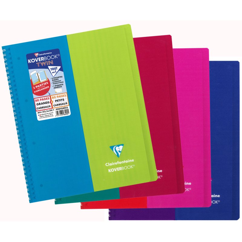 Clairefontaine cahier KOVERBOOK TWIN, A4+, assorti, 160 pages