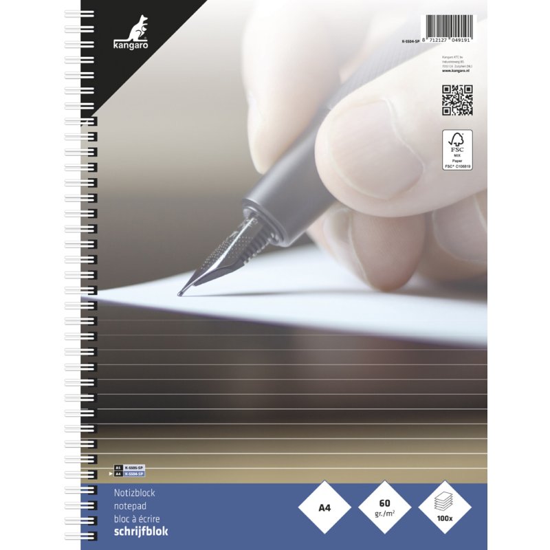 Kangaro spiraalblok, 60 g/m² papier, met microperforatie