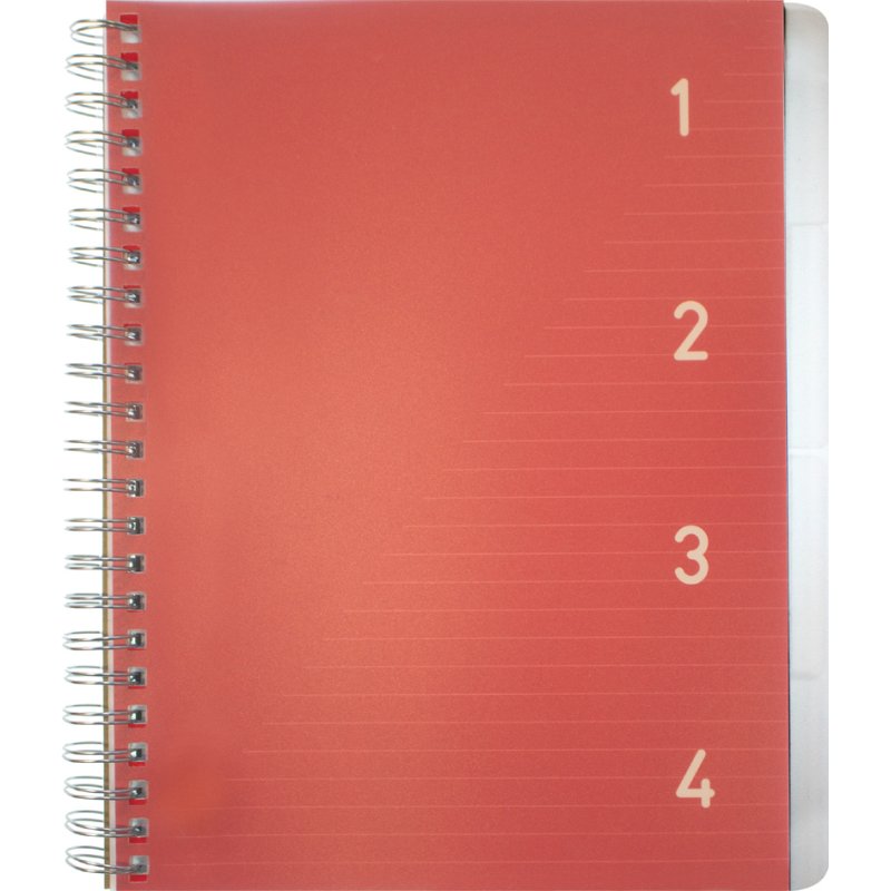 Kangaro spiraalschrift 4-in-1, A5, gelinieerd, rood