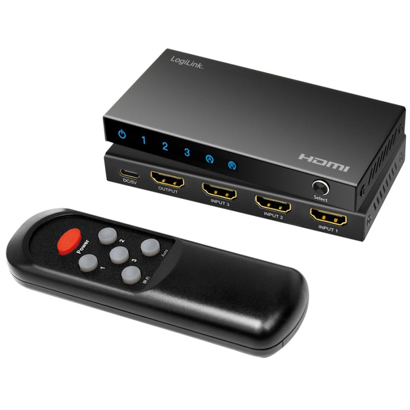 LogiLink Commutateur HDMI 4K/60Hz, 3 ports, noir