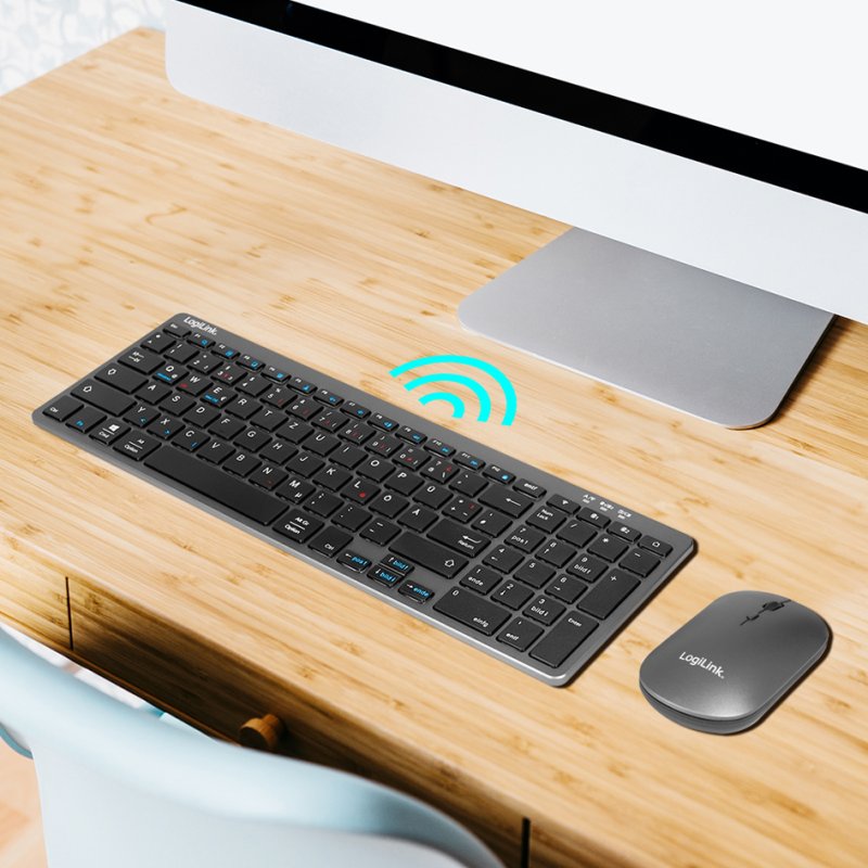 LogiLink desktop set Fun, wireless, QWERTZ German, grey/anthracite