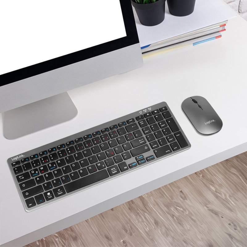 LogiLink desktop set Fun, wireless, QWERTZ German, grey/anthracite