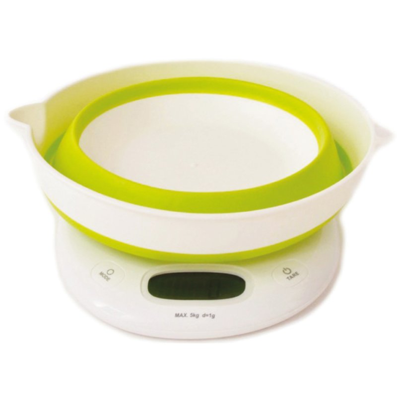 Little balance keukenweegschaal Bol Up, opvouwbaar, wit/lichtgroen, 5 kg