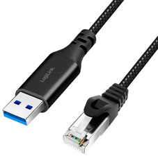 LogiLink USB 3.0 ethernet-kabel, USB-A naar RJ45, zwart/grijs, 3,0 m