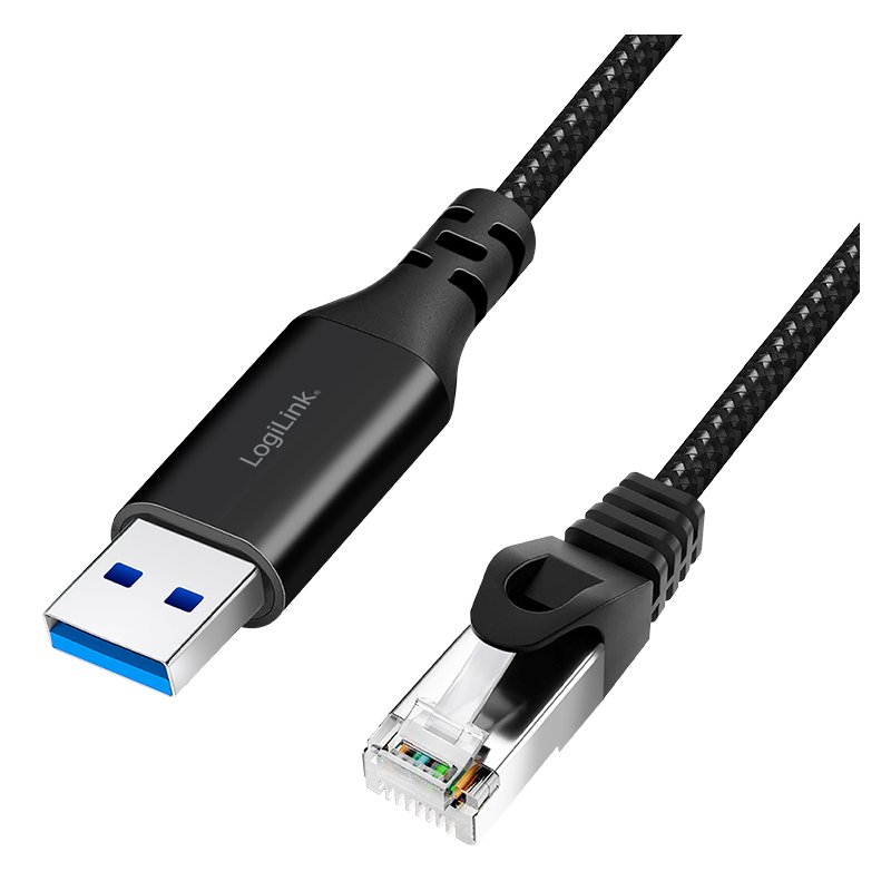 LogiLink USB 3.0 câble ethernet, USB-A vers RJ45, noir/gris, 5 m