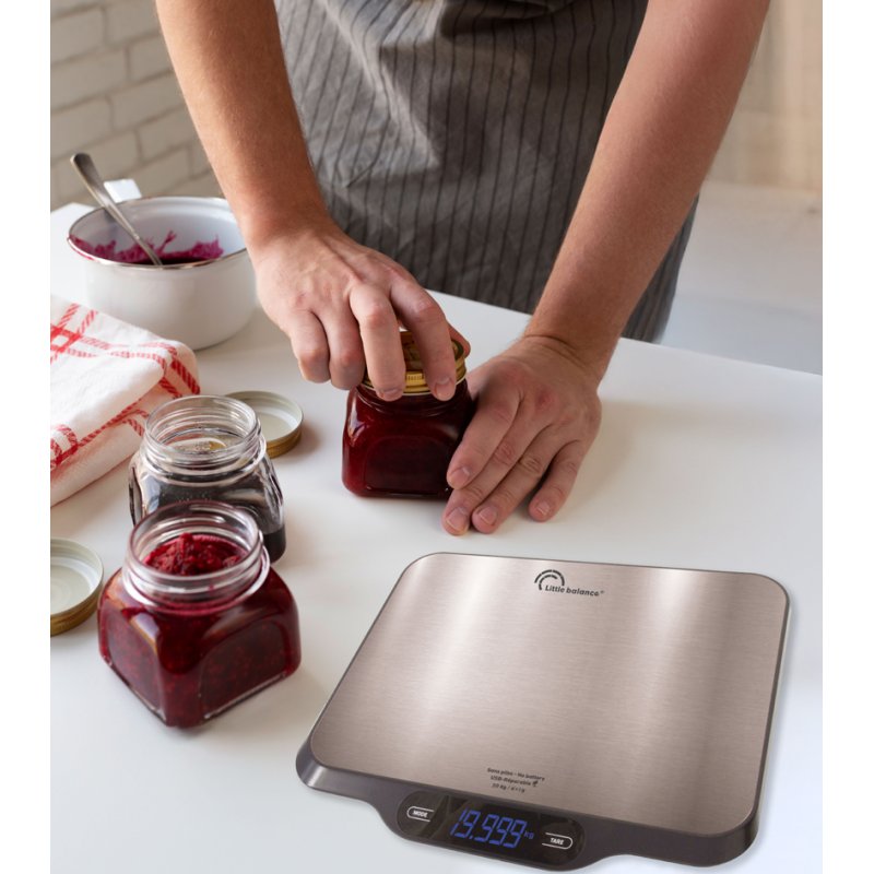 Little balance balance de cuisine c-Parfait, connexion USB-C, rechargeable, acier inoxydable