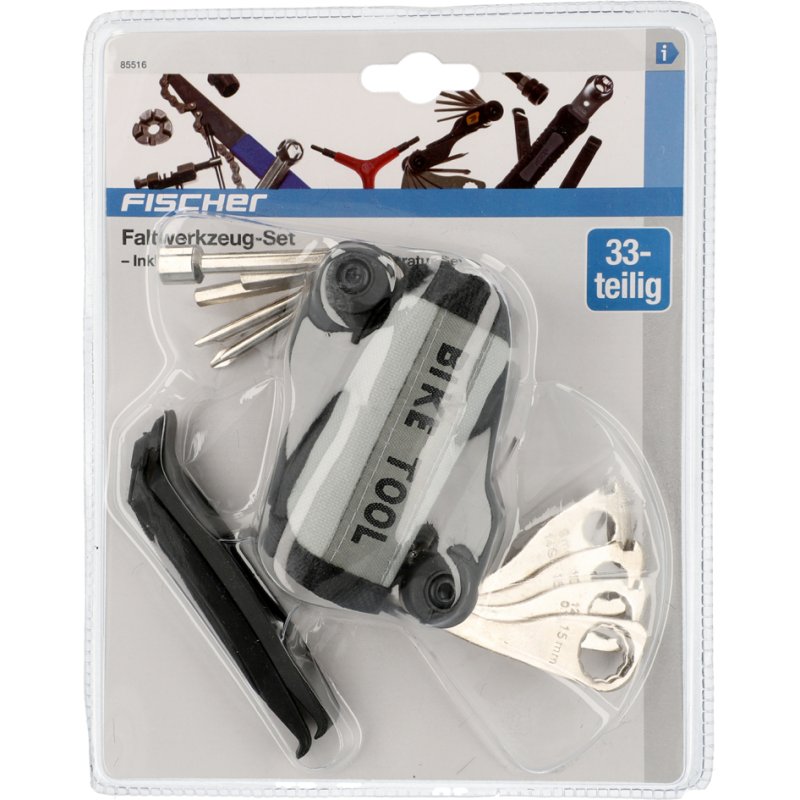 FISCHER bicycle tool kit & repair kit, 32-piece, with belt pouch