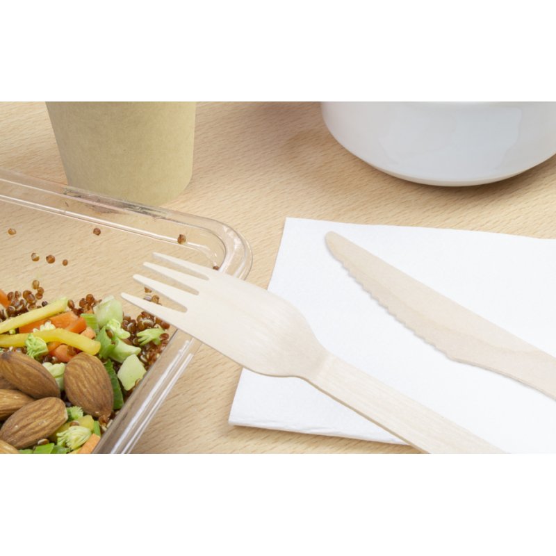 Kangaro ensemble de couverts jetables en bois, biodégradable, bois de bouleau, 200 pièces
