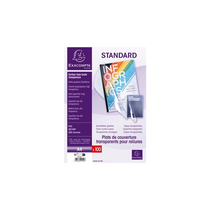 EXACOMPTA omslagen STANDARD, transparant, A4, 100 stuks