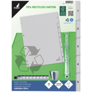 Kangaro ECO tabbladen karton, cijfers 1-7, A4, 7-delig