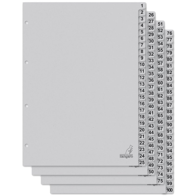Kangaro tabbladen karton ECO, cijfers 1-12, A4, 12-delig