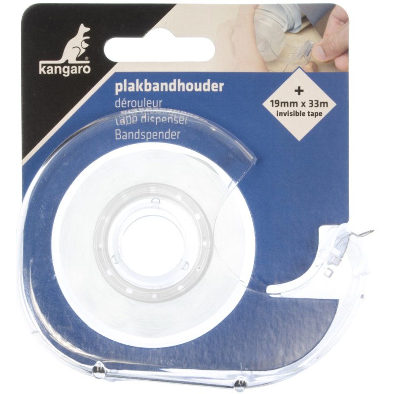 Kangaro dérouleur de ruban adhésif avec ruban invisible, transparent, 19 mm × 33 m